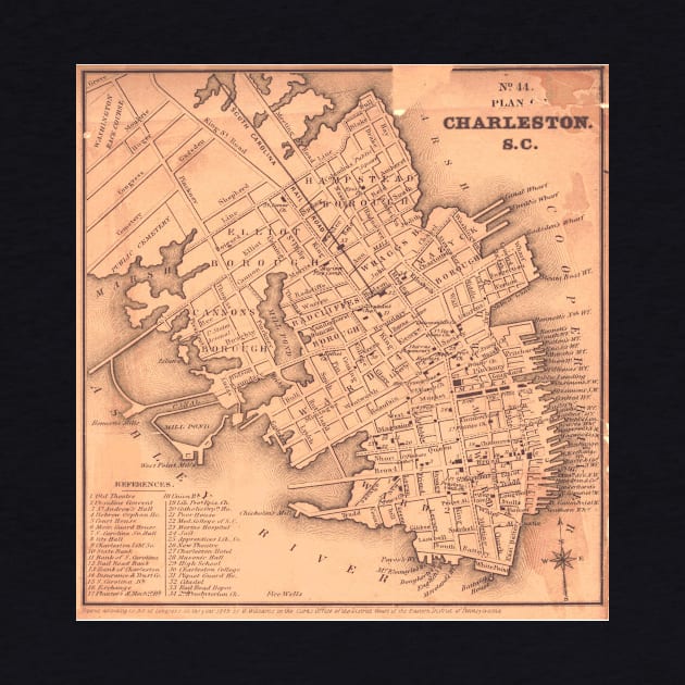 Vintage Map of Charleston South Carolina (1849) by Bravuramedia